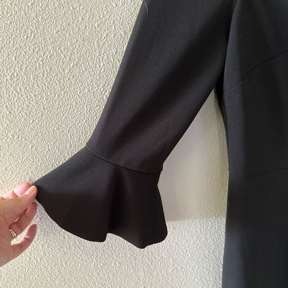 Donna Morgan Kendall Black Sheath 3/4 Bell Sleeve Dress Size 6 - Picture 3 of 5